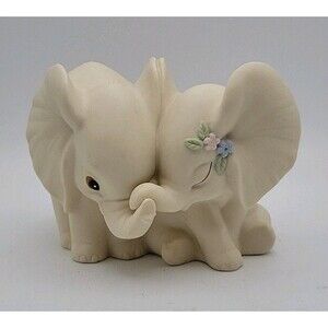 1993 Homco "Elephants in Love" Bisque Figurine